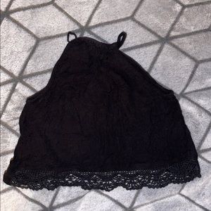 Black halter crop top.